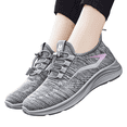 thumbnail image 2 of Breathable Mesh Walking Shoes for Women Mens Lightweight Running Sneakers Unisex Quick Lace Slip On Tennis Shoes Comfortable Non Slip Athletic Shoes Gym Fitness Travel Casual, Gray, US Size: 9, 2 of 5