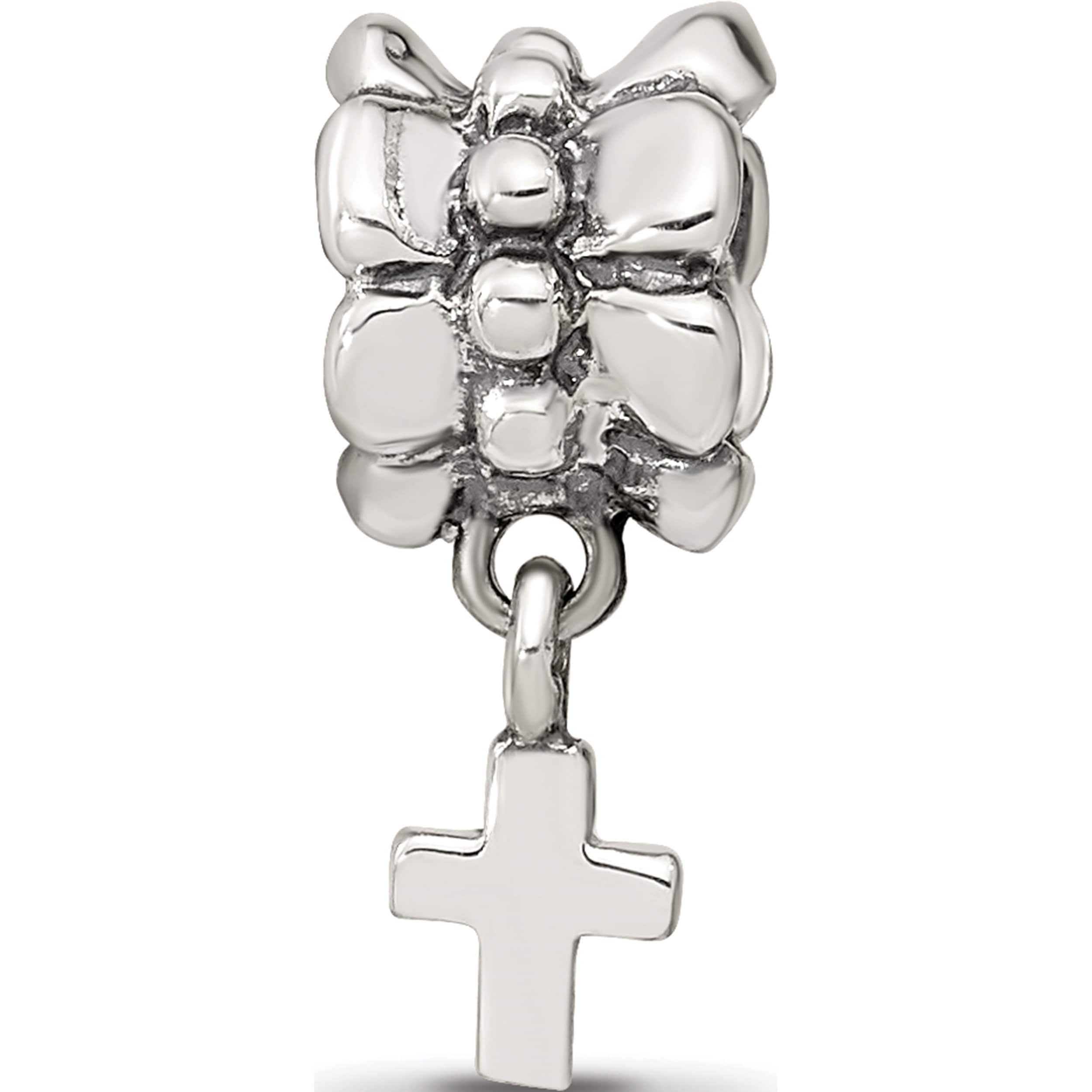 Sterling Silver Reflections Cross Dangle Bead (20 X 6.36) Made In Thailand qrs529