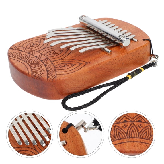 MLINS Brown Mini Kalimba for Music Lovers, Durable Wooden Thumb Piano with Exquisite Workmanship, 8Tone
