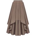 thumbnail image 6 of Hot days, bold styles SMihono Renaissance Skirts for Women Double Layered Long Skirt with Pockets Pleated High Low Elegant Court-Inspired Vintage Skirt Brown 12, 6 of 6