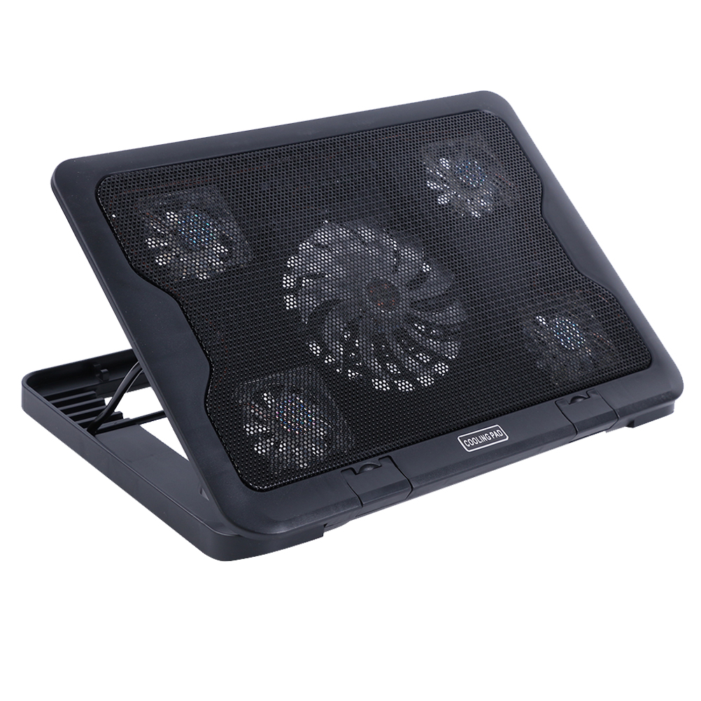 wood cooling pad USB Laptop Cooling Pad 5 Fans Cooler Stand MultiAngle