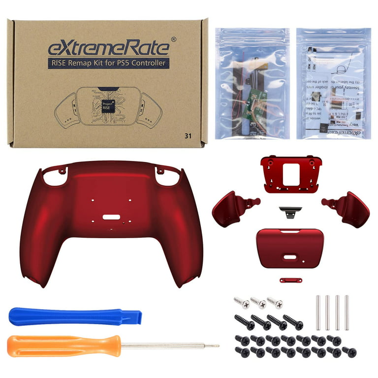  eXtremeRate White Rubberized Grip Programable RISE4 Remap Kit  for PS5 Controller BDM 010 & BDM 020, Upgrade Board & Redesigned Back Shell  & 4 Back Buttons for PS5 Controller - Controller