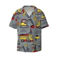 thumbnail image 5 of PAYOHTO Kids Funny Construction Vehicles Mens Hawaiian Casual Short-sleeved Shirt Tropical Summer Beach Button Down Shirts, 5 of 7