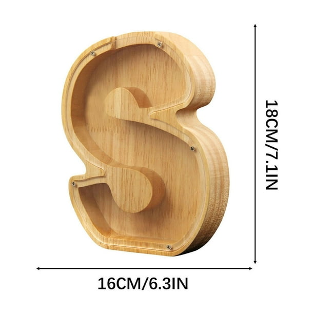Lata de ahorros de madera con letras en inglés, lata de ahorros de vidrio transparente, alcancía