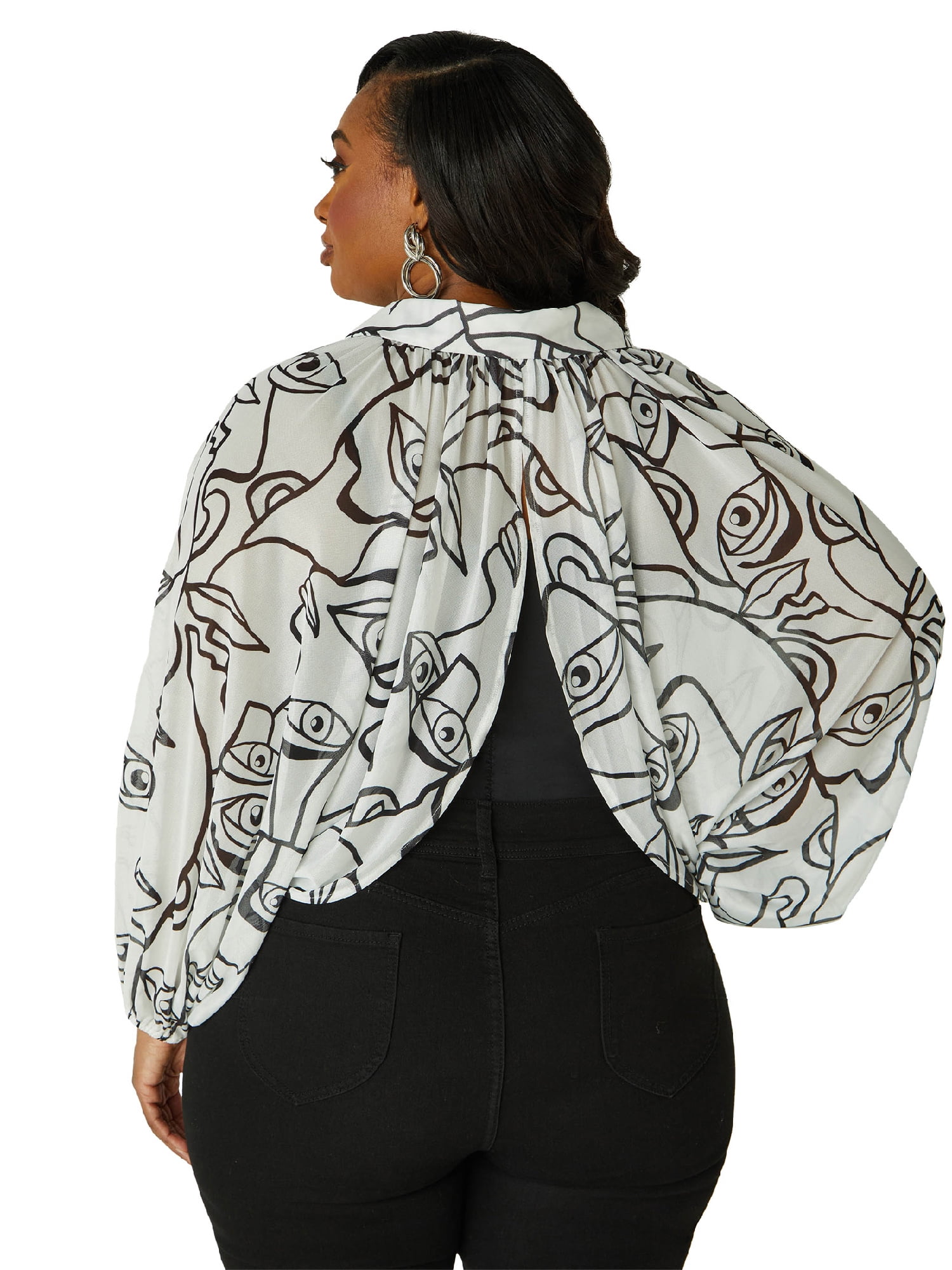 Ashley Stewart Women's Plus Printed Collared Shrug, Sizes 10/12-26/28