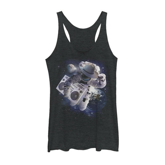 Women's Lost Gods Houston in Space Racerback Tank Top Black Heather 2X Large