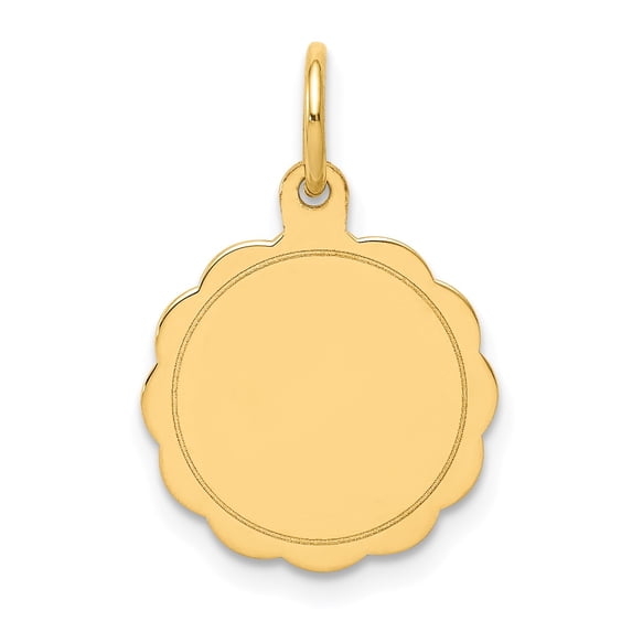 14k .011 Gauge Engravable Scalloped Disc Charm in 14k Yellow Gold