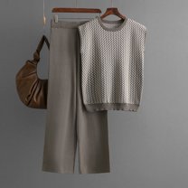 Wancir Sweater Sets Women 2 Piece Lounge Sets Sleeveless Knit Pullover Tops Wide Leg Pants