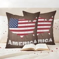 thumbnail image 3 of Flag Day Pillow Covers 2 Pack Vintage Red Stripes Blue Stars American Map Brown Wood Grain Pillowcase Waterproof Outdoor Throw Pillow Cover for Patio Garden Square Cushion 18”x18”, 3 of 9