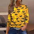 thumbnail image 6 of Halloween Shirts for Women Funny Cute Graphic Sweatshirts 3/4 Length Sleeve Tunic Tops, 6 of 6