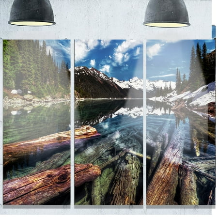 Large Metal Wall Art Decor DESIGN ART Designart 'Sunken Logs n Mountain Lake' Extra Large Landscape Art Metal Wall Art ()