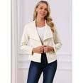 thumbnail image 5 of DARING DIVA Faux Suede Long Sleeve Open Front Cropped Coat S Beige, 5 of 8