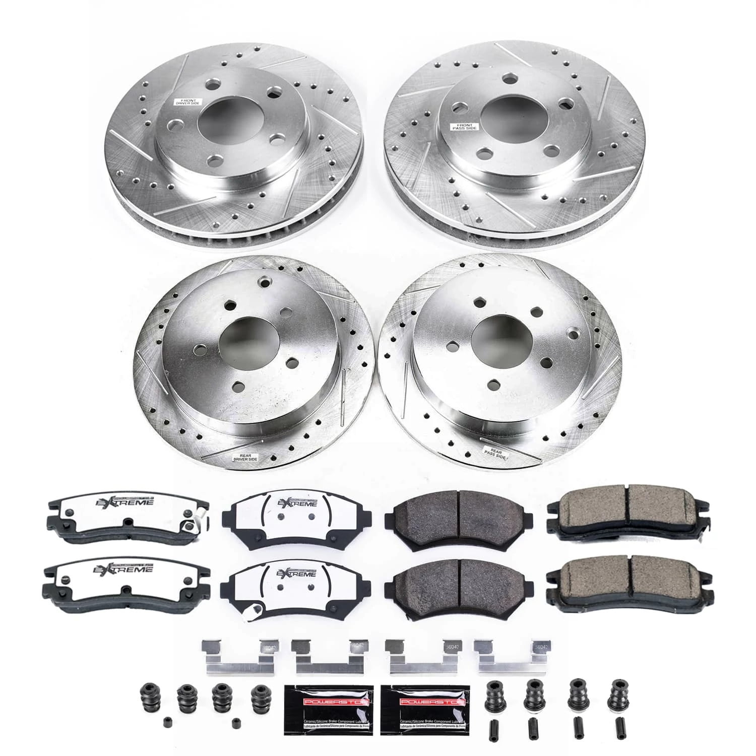 PowerStop Front and Rear Z26 Street Warrior Carbon-Fiber Ceramic Brake Pad and Drilled and Slotted Rotor Kit Fits: OLDSMOBILE Select Models K9142-26