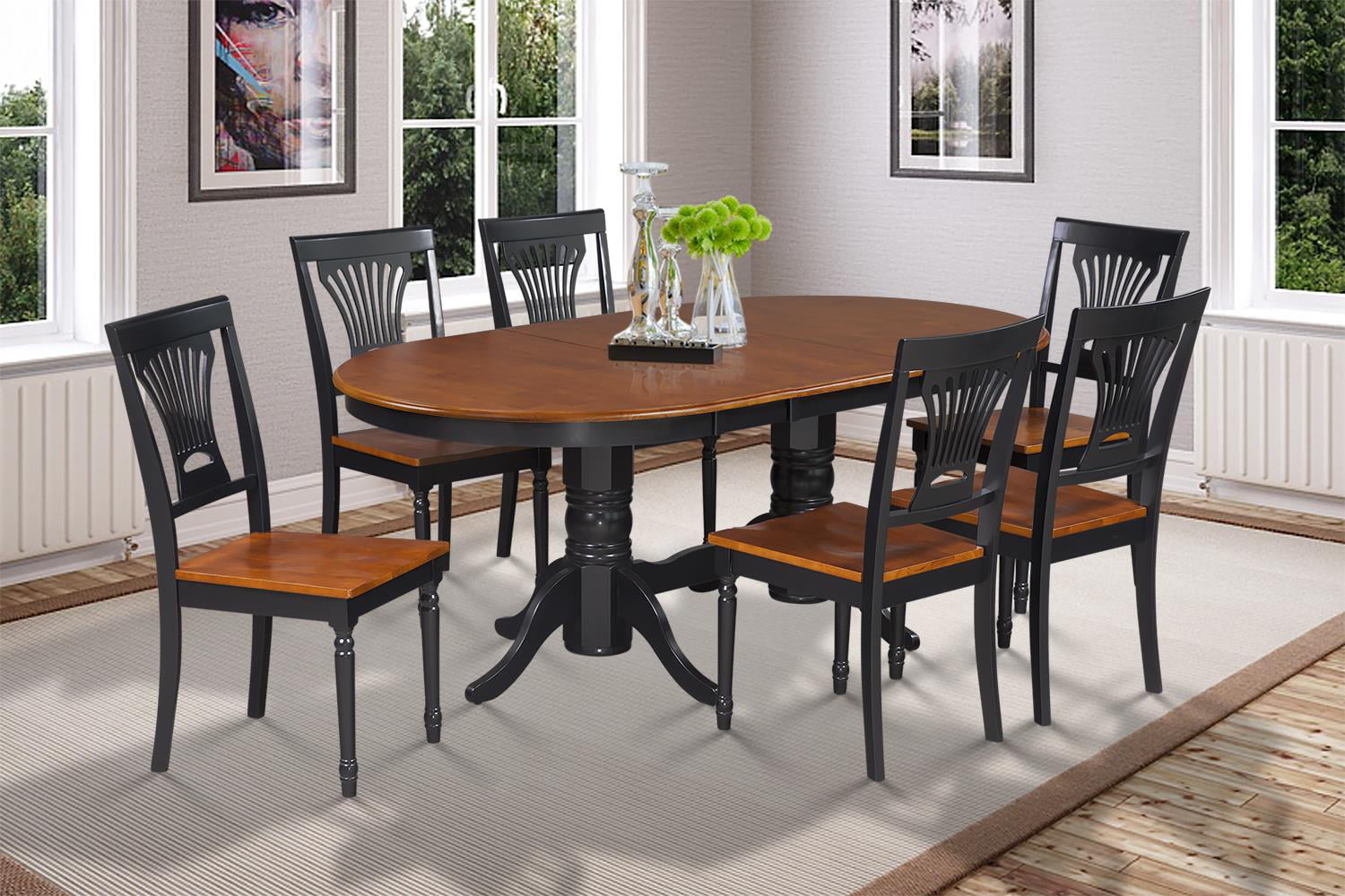 7 Piece Dining Room Set Table With A Butterfly Leaf And 6 Dining Chairs