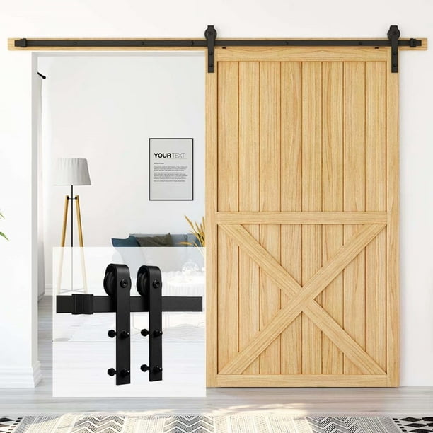 Homlux 10 Ft Sy Barn Door Track Antique Single Black Steel Sliding Hardware Kit System Set Com Homlux 10 Ft Sy Barn Door Track, 10 Ft Sliding Door Hardware