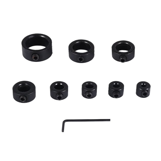 Juego de Collar Broca Taladro, Anillo LíMite Profundidad Taladro Ajustable 9 Piezas con Acero Al Carbono para Brocas