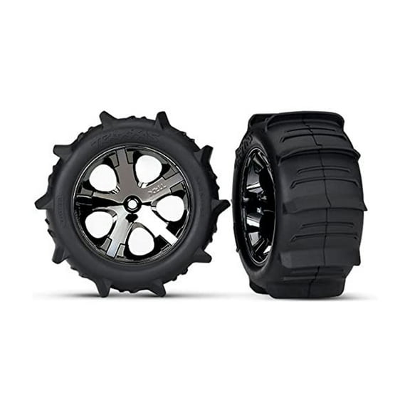 Traxxas 3776 Paddled All Star Glued Black Chrome Wheels for Remote Control Car