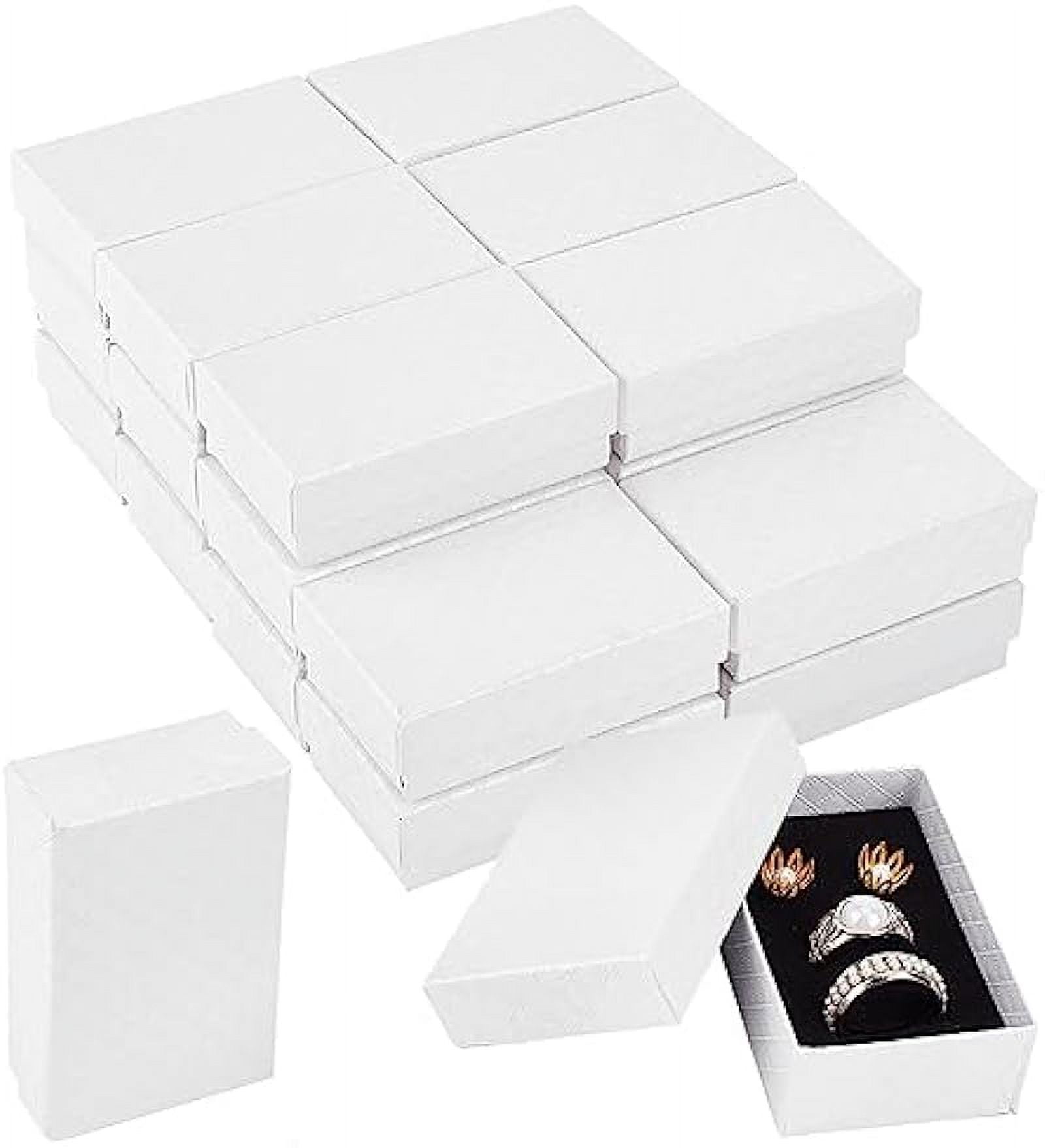 Prestige & Fancy White Jewelry Gift Boxes 50 Pack, 2 x 1.75 x 1.12 Cardboard Gift Boxes with Flocked Foam Ring and Earring Slot, Small Jewelry Boxes