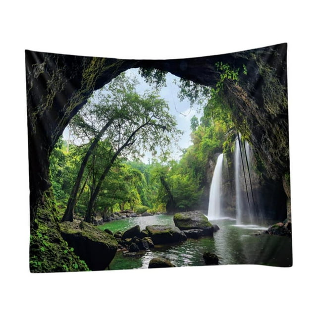 Tapiz de paisaje de 2 estilos tapiz de arte para colgar en ed para decoración del dormitorio de estar Cascada_200x150cm Zulema Tapiz para colgar en la pared