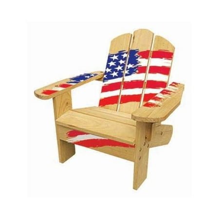 Kids Adirondack Wooden Chair in Natural Stars &amp; Stripes - Walmart.com