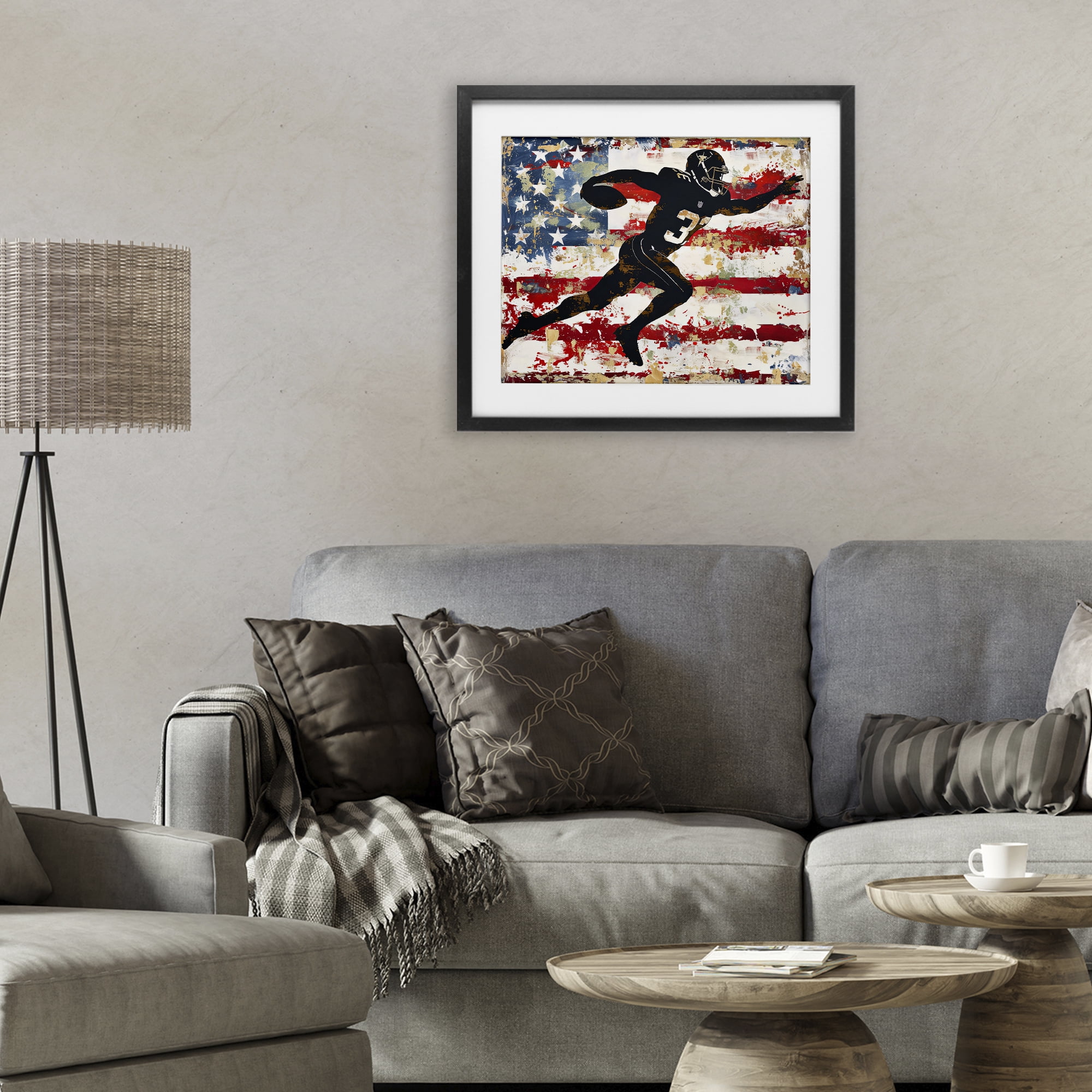 Stupell Industries Gridiron Glory Player Black Framed Print Under Glass, design by Ray Powers