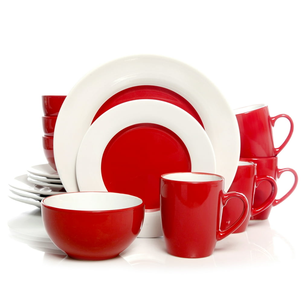 Gibson Home Style Deluxe 16Piece Dinnerware Set, Red