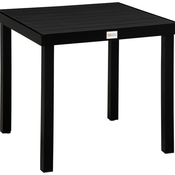 Patio Outdoor Dining Table For 4 - Square, Waterproof Wood Grain, Aluminum Legs Square Stable Lawn