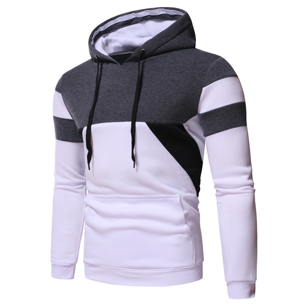 Coersd Man Autumn Spring Patchwork Long Sleeve Hoodies Sweatshirt Blouse Shirt