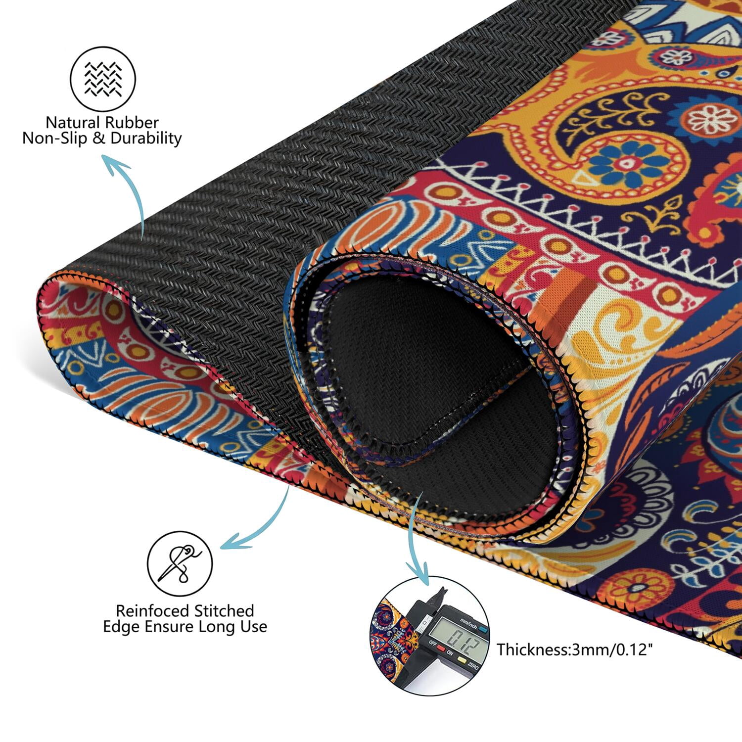 Paisley Mahjong Mat for Table, 31.5*31.5in Anti Slip American Mahjong Table Cloth, Noise Reduction, Neoprene Mah jongg Mat with Carrying Bag & 3 Dices, Mahjong Accessories Gift, Board Tile Games Mats