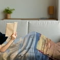 thumbnail image 3 of Fantasy Soft Flannel Fleece Throw Blanket, Watercolored Wooden Bridge Pier to the Sea Harbor Bay Coast Cloudy Day with Gull, Cozy Plush for Indoor and Outdoor Use, 70" x 90", Cream Blue, by Ambesonne, 3 of 5