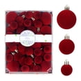 thumbnail image 3 of 42-Pack Velvet Christmas Ball Ornaments Set, Flocked Hanging Baubles, Assorted Sizes, Xmas Tree Holiday Decor, 3 of 8