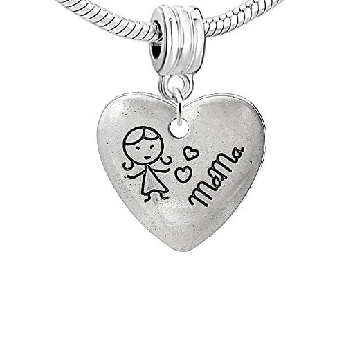 Heart with Carved Little Girl Mama Charm Bead