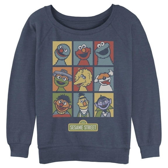 Junior's Sesame Street 9 Panel Puppet Grid Sweatshirt