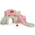 thumbnail image 2 of Imerelez 9 in 1 Toddler Slide, Bus-Themed Kids Slide and Climber Playset with Basketball Hoop, Ring-Toss, Car Playhouse, Telescope, Freestanding Indoor and Outdoor Playground for Baby Age 3, 2 of 9
