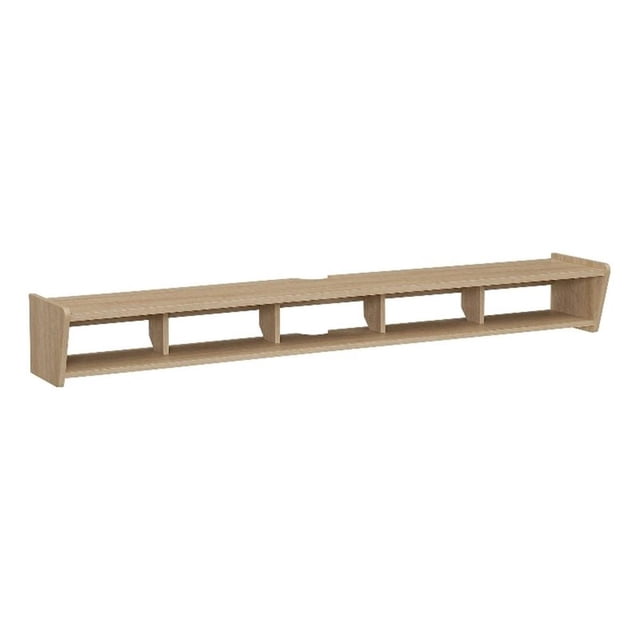 Pemberly Row Simple Floating 70 inch Wood TV St& Symmetrical Wall Mounted - Oak