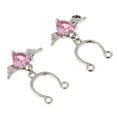 thumbnail image 3 of 2Pcs Crystal Heart Dangle Nipplering de acero inoxidable No piercing Rosa Rosado SM SunniMix Anillo falso del perno prisionero del pezón, 3 of 8