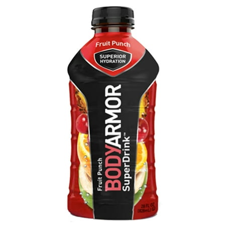 Hockey Body Armor - Body Armor Fruit Punch Sports Drink 28 oz Plastic Bottles - Pack of 12