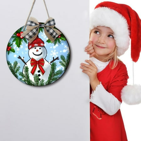 

BTJX Christmas decoration Christmas Snowman Bow Wooden Pendant Holiday Party Porch Decoration Hanging Personalized Decoration Housewarming Gift Door Listing