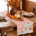 thumbnail image 6 of Fall Orange Blue Pumpkins Table Runner - 36 Inch Long Thanksgiving Harvest Pink Plaid Cotton and Linen Blended Dress Scarves Farmhouse Table Runner for Kitchen Dining, Coffee Table, 13" x 36", 6 of 8