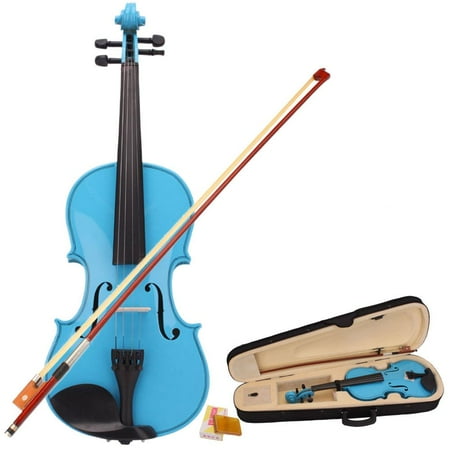 Ktaxon 4/4 Sky Blue Acoustic Violin Fiddle with Hard Case, Bow, Rosin Full Size for (Best Bow For Beginning Adults)