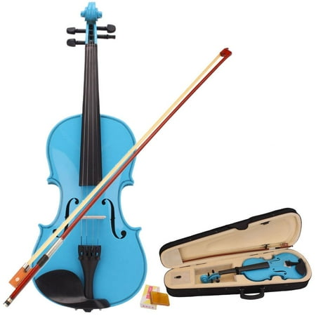 White Violins 4 4 Ktaxon 4/4 Sky Blue Acoustic Violin Fiddle with Hard Case, Bow, Rosin Full Size for beginning ()