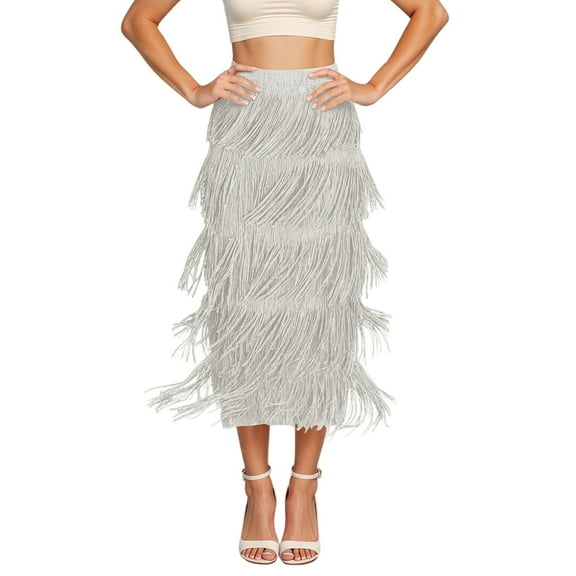 Daolelai Women's Fashionable and Elegant Tassel Comfortable Slim-Fit Versatile Skirt