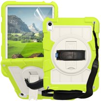 Dteck for iPad 10th Generation Case 2022 10.9 Inch with Soft TPU Screen Protector, Heavy Duty Rugged Protective Kids 10th Gen iPad Cover with Rotating Stand Hand/Shoulder Strap,Green