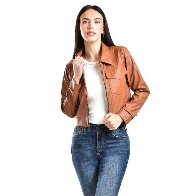 Chamarra corta de vinipiel Roman Fashion /Juvenil, 18048 (Chedron) cafe G