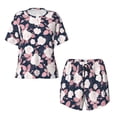 thumbnail image 4 of Kdxio Leaves Flower Print Pajamas Sets for Women Short-Sleeved Pjs with Lounge Shorts Two Piece Sleepwear S-4XL, 4 of 9