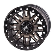 (4 Pack) 4/156 Tusk Teton Beadlock Wheel 14x7 4.0 + 3.0 Smoke/Black for Kawasaki Mule Pro-Fxt Ranch Edition Platinum 2022