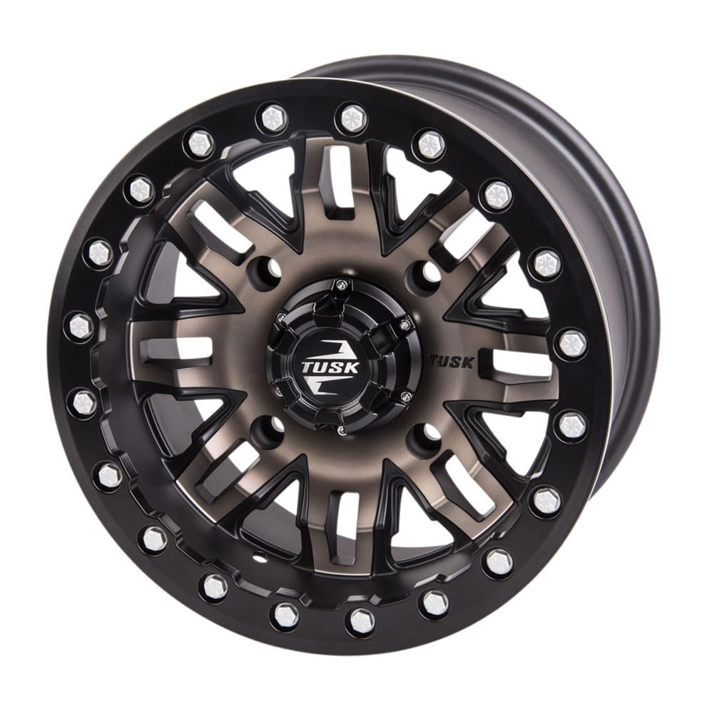 4/156 Tusk Teton Beadlock Wheel 14x7 4.0 + 3.0 Smoke/Black for Kawasaki Mule Pro-Fxt Ranch Edition Platinum 2022