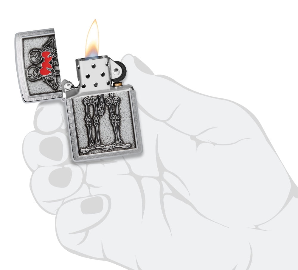 Zippo Couple Love Emblem Brushed Chrome Pocket Lighter