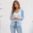 thumbnail image 4 of Lace Cardigan for Women 3/4 Sleeve Open Front Lightweight Crochet Shrug Bolero Open Dressy Casual Summer Cover Up Sweater Light Blue 2XL, 4 of 5