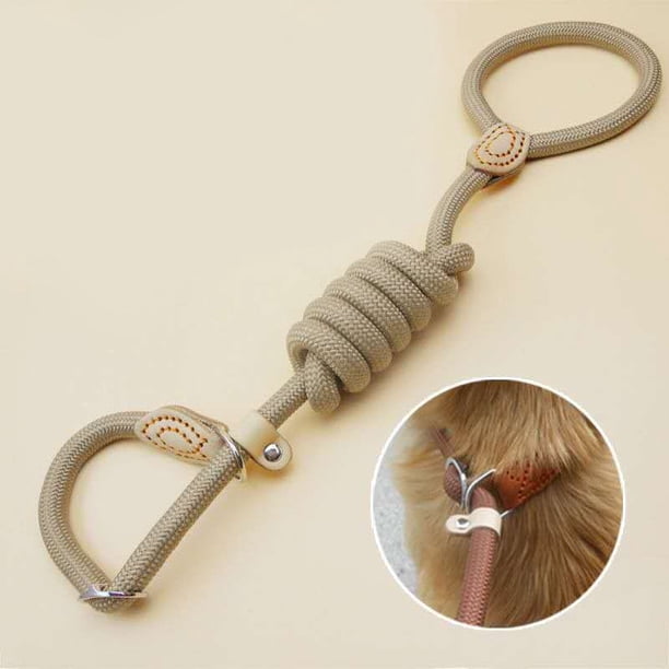 Correa para perros Cuerda antideslizante Correa de plomo Cuerda trenzada de alta resistencia Collar de bucle ajustable Correas de entrenamiento para perros medianos y grandes Tan Jianjun unisex